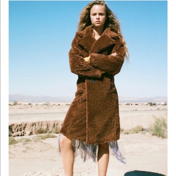 NWOT Urban Outfitters Cognac Brown long teddy coat - Picture 8 of 16